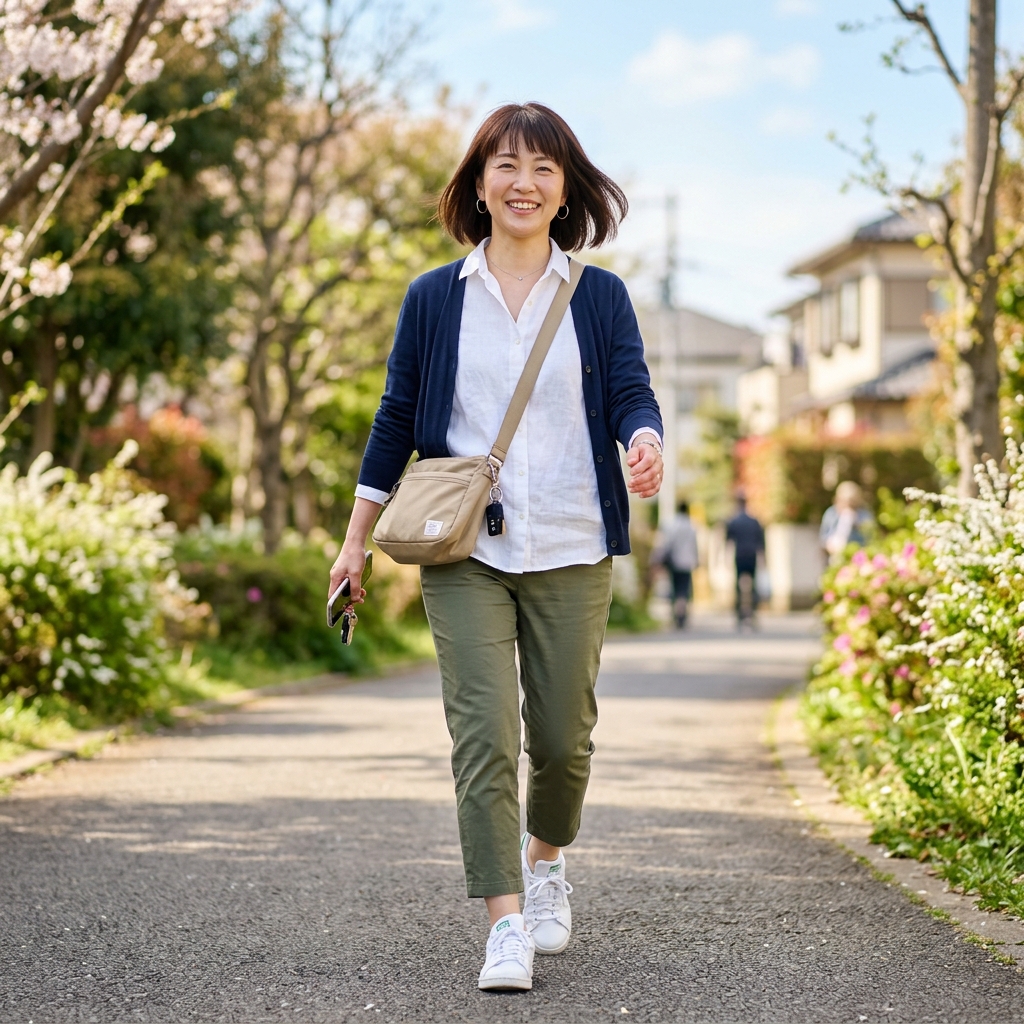 元気に歩く女性