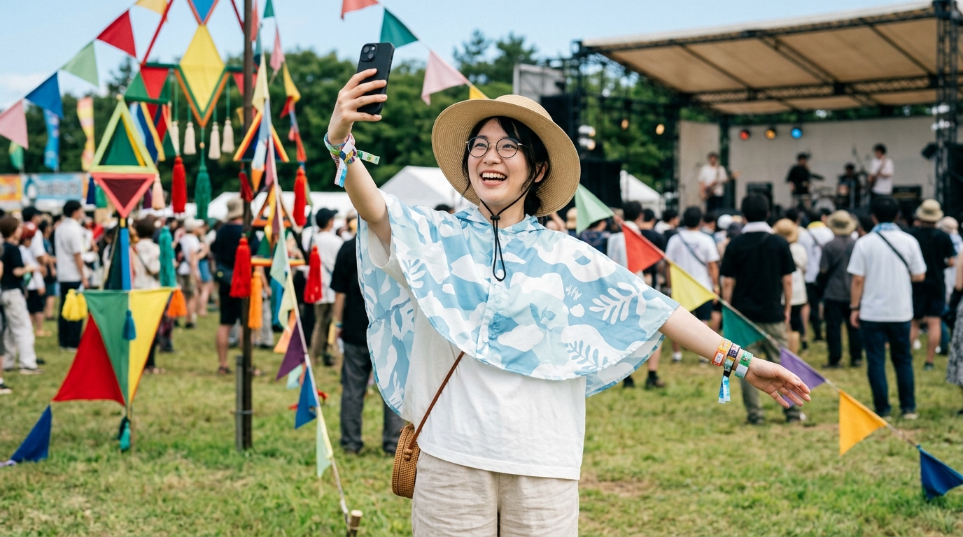 写真映えするポンチョ