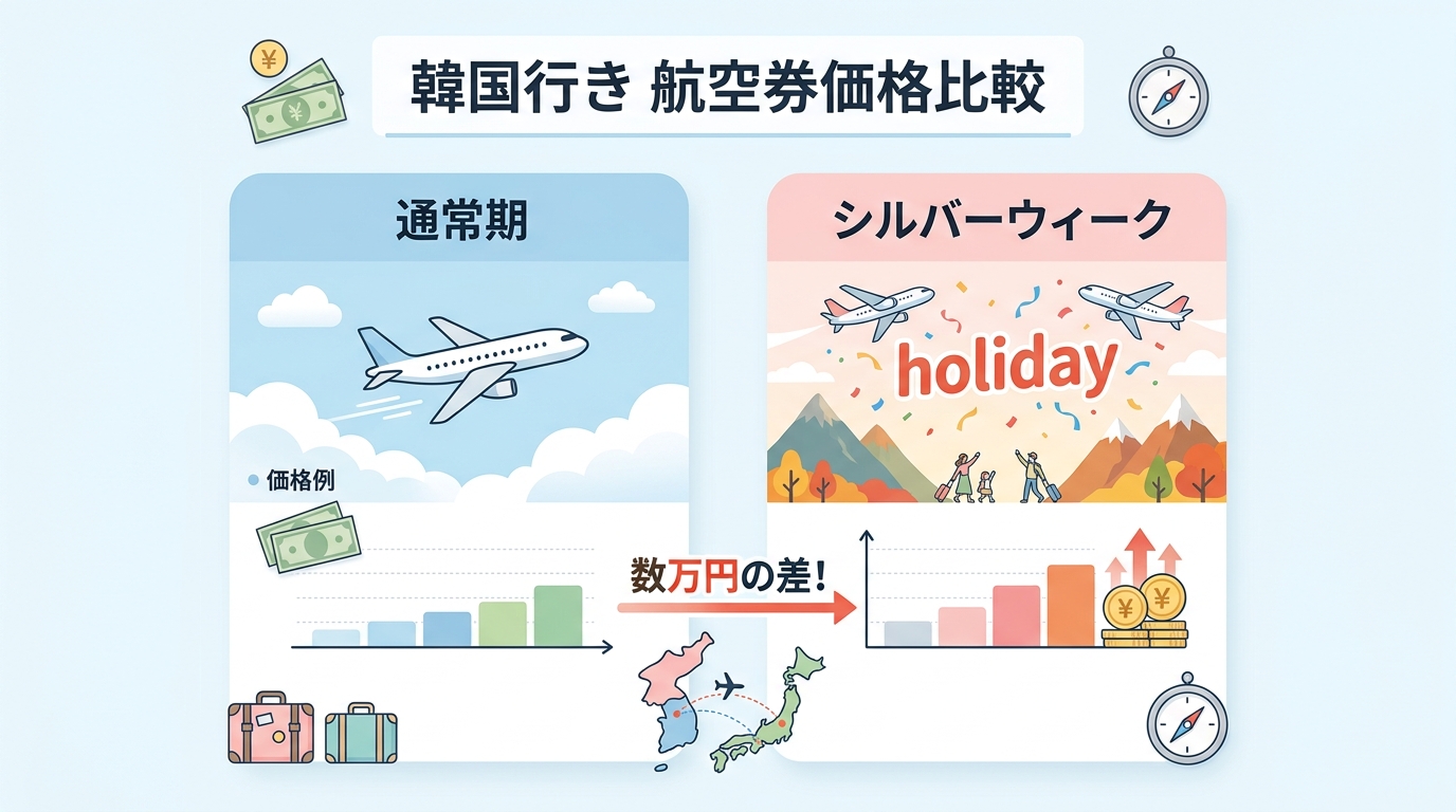 通常期とシルバーウィークの航空券価格比較
